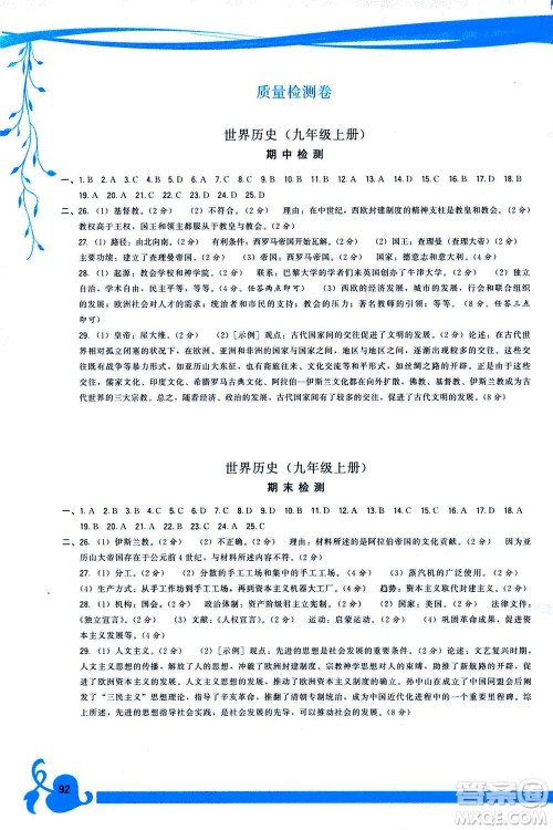 福建人民出版社2020年顶尖课课练世界历史九年级上册人教版答案 福建人民出版社2020年顶尖课课练世界历史九年级上册人教版答案