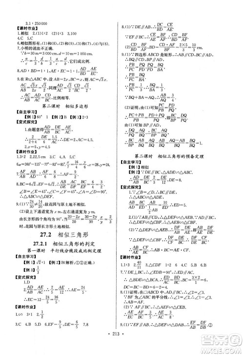 2020年长江全能学案同步练习册数学九年级全一册人教版答案 2020年长江全能学案同步练习册数学九年级全一册人教版答案