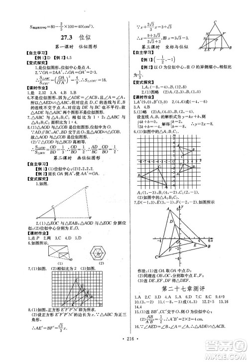 2020年长江全能学案同步练习册数学九年级全一册人教版答案 2020年长江全能学案同步练习册数学九年级全一册人教版答案