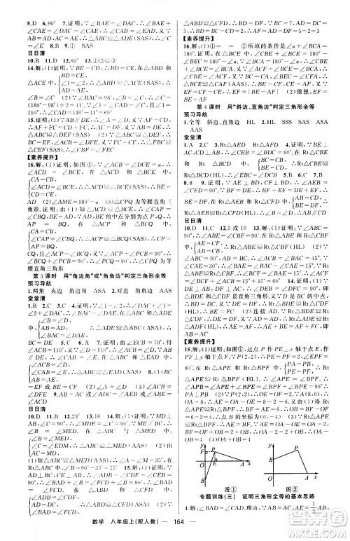 新疆青少年出版社2020年四清导航数学八年级上册人教版答案