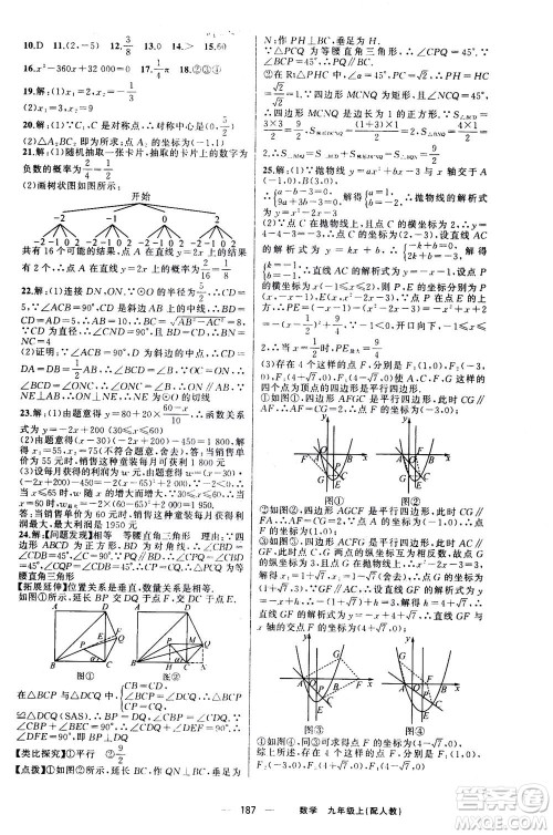 新疆青少年出版社2020年四清导航数学九年级上册人教版答案