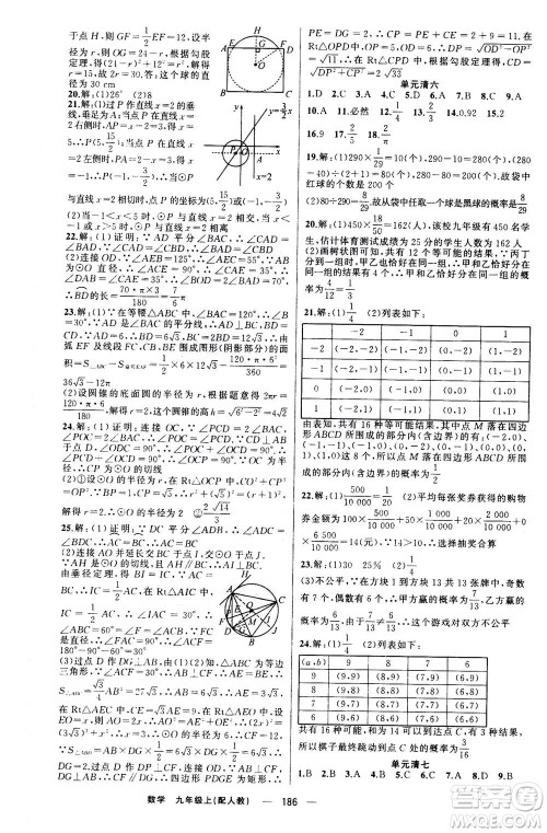 新疆青少年出版社2020年四清导航数学九年级上册人教版答案