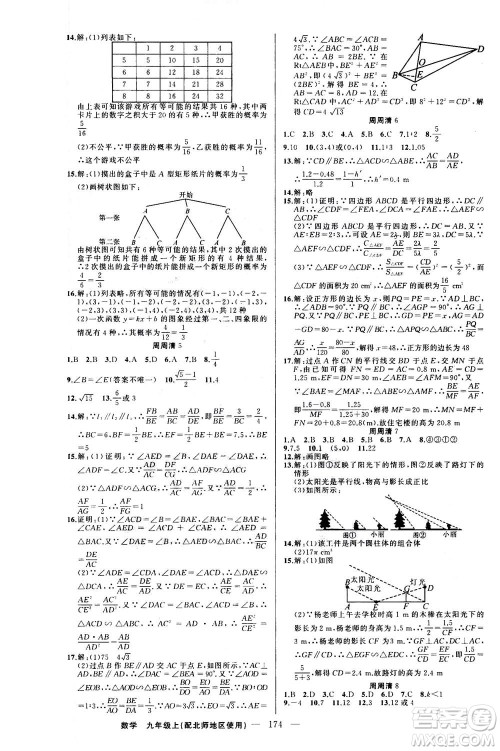 新疆青少年出版社2020年四清导航数学九年级上册北师版答案