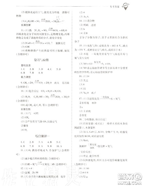 2020年新课程问题解决导学方案九年级化学上册人教版答案