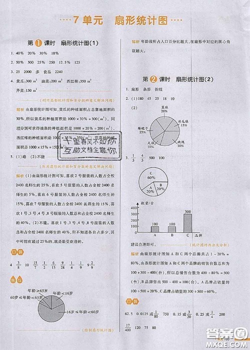 2020秋一本我爱写作业六年级数学上册人教版参考答案