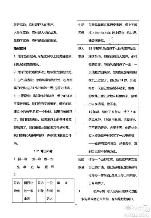 2020年人教金学典同步练习册同步解析与测评语文六年级上册人教版答案