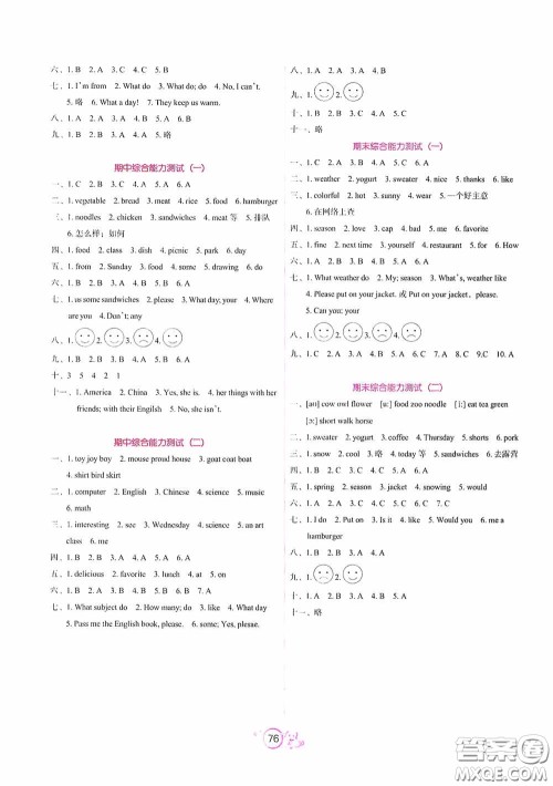 辽宁教育出版社2020好课堂堂练五年级英语上册辽师版答案