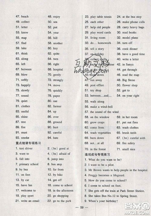 2020秋北大绿卡课时同步训练五年级英语上册沪教牛津版参考答案