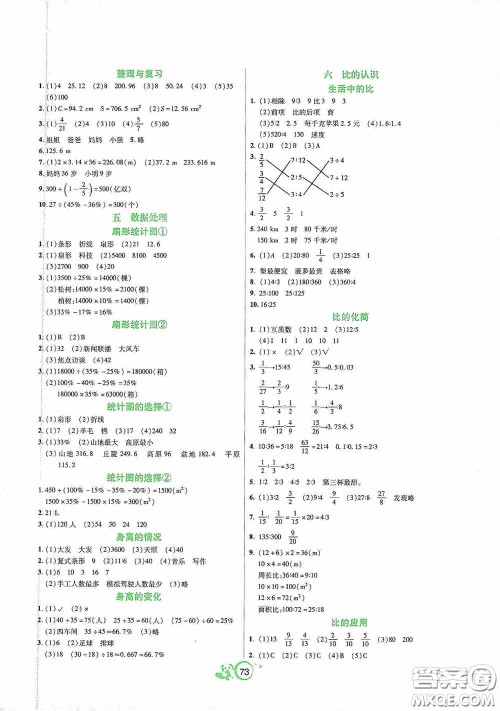辽宁教育出版社2020好课堂堂练六年级数学上册北师大版答案