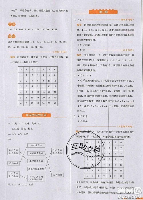 2020秋一本我爱写作业五年级数学上册人教版参考答案