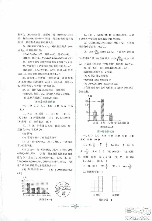 辽宁教育出版社2020好课堂堂练七年级数学上册北师大版答案