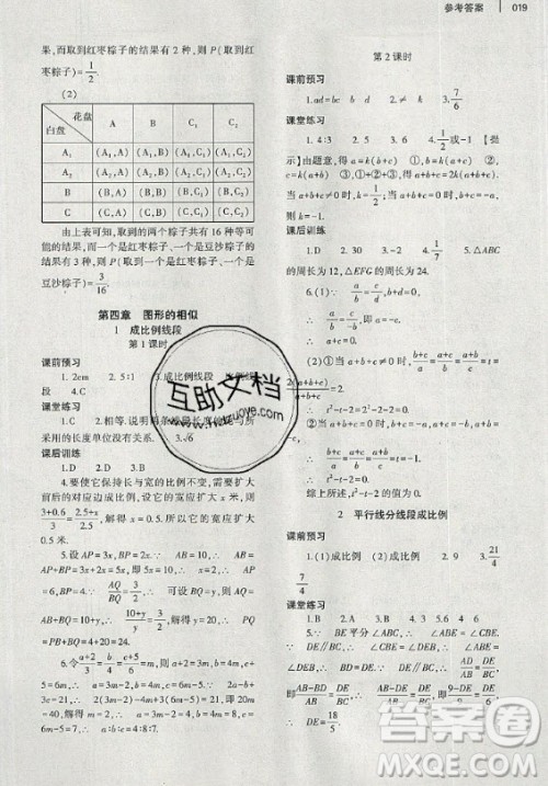 大象出版社2019年基础训练九年级全一册数学北师大版答案