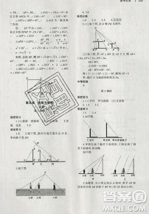 大象出版社2019年基础训练九年级全一册数学北师大版答案 大象出版社2019年基础训练九年级全一册数学北师大版答案