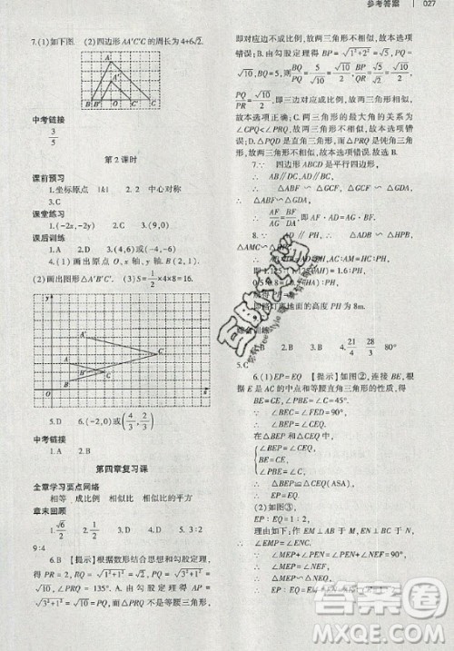 大象出版社2019年基础训练九年级全一册数学北师大版答案