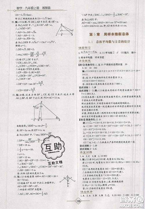 湖南教育出版社2020学法大视野九年级数学上册湘教版参考答案