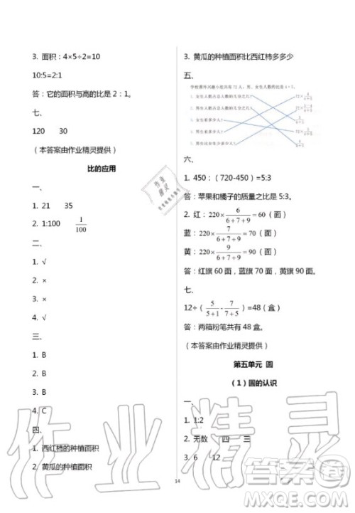 湖南教育出版社2020年学法大视野数学六年级上册人教版答案