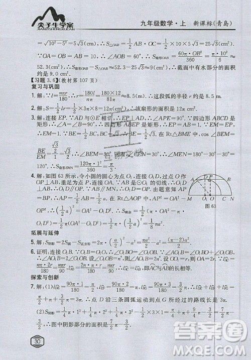 青岛出版社2020年九年级上册数学青岛版教材习题答案