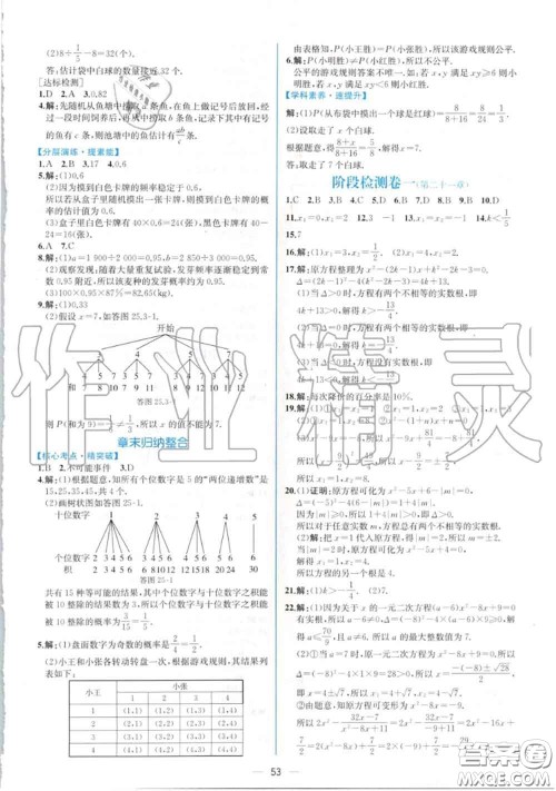 2020秋同步学历案课时练九年级数学上册人教版参考答案