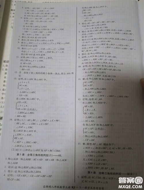 广州出版社2020秋零障碍导教导学案八年级数学上册人教版答案 广州出版社2020秋零障碍导教导学案八年级数学上册人教版答案