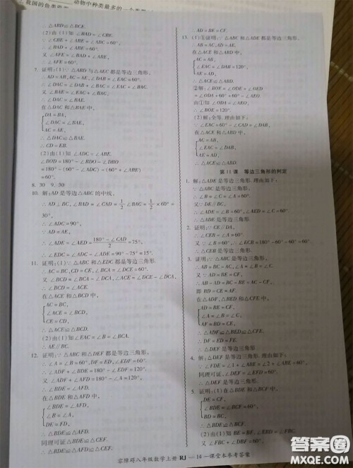 广州出版社2020秋零障碍导教导学案八年级数学上册人教版答案 广州出版社2020秋零障碍导教导学案八年级数学上册人教版答案