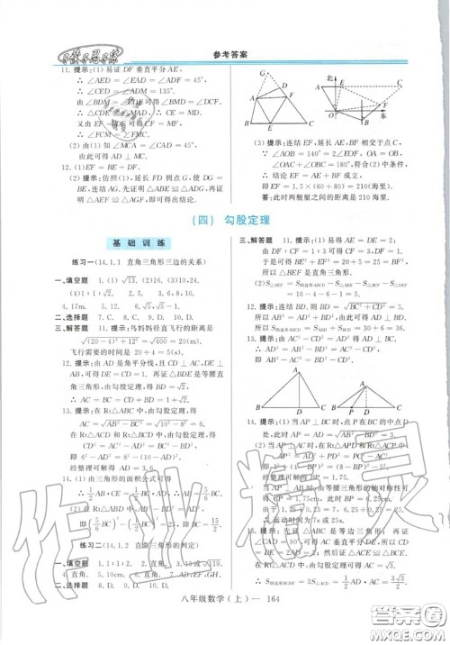 2020年秋新课程学习指导八年级数学上册华师版参考答案