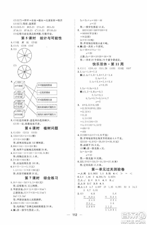 2020康华传媒阳光计划第一步全效训练达标方案五年级数学上册人教版答案 2020康华传媒阳光计划第一步全效训练达标方案五年级数学上册人教版答案
