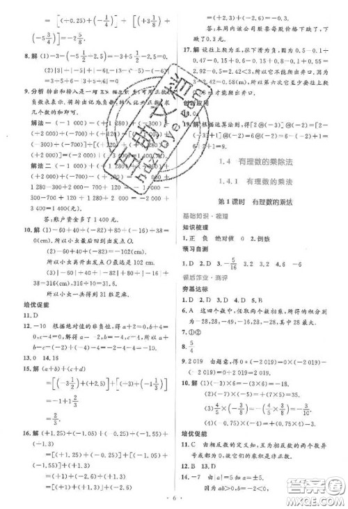 2020年秋同步解析与测评学考练七年级数学上册人教版参考答案