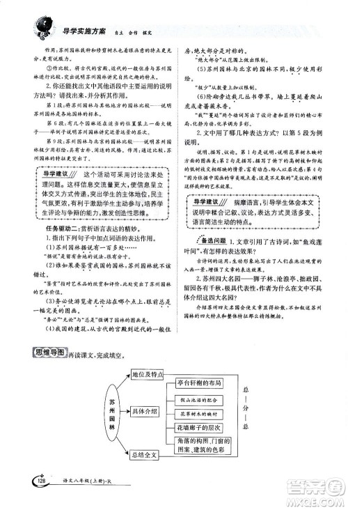 江西高校出版社2020年金太阳导学案语文八年级上册人教版答案