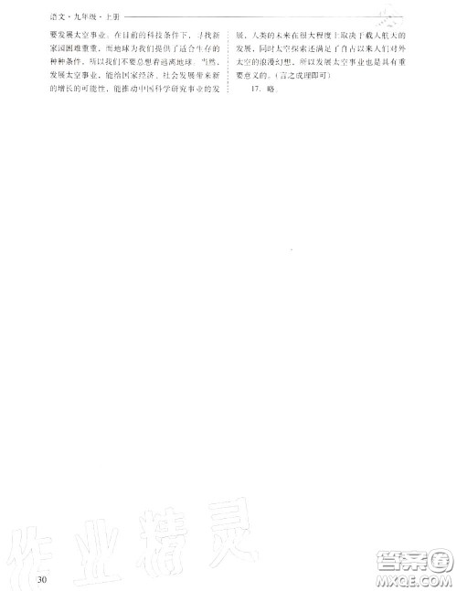 2020年新课程问题解决导学方案九年级语文上册人教版答案