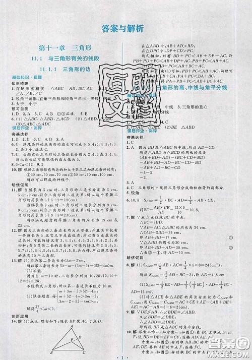 2020年秋同步解析与测评学考练八年级数学上册人教版参考答案