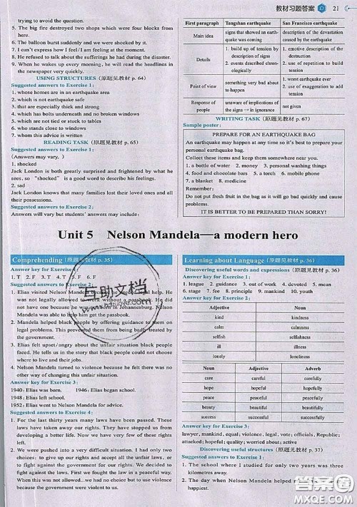 人民教育出版社2021年教材课本高中英语必修1人教版参考答案 人民教育出版社2021年教材课本高中英语必修1人教版参考答案