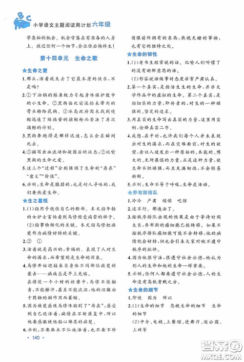 老蔡帮2020小学语文主题阅读周计划六年级最新修订版答案 老蔡帮2020小学语文主题阅读周计划六年级最新修订版答案