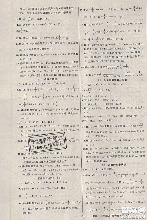 新疆青少年出版社2020秋黄冈100分闯关七年级数学上册青岛版答案 新疆青少年出版社2020秋黄冈100分闯关七年级数学上册青岛版答案