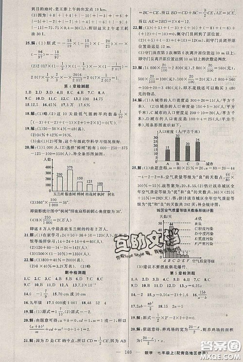 新疆青少年出版社2020秋黄冈100分闯关七年级数学上册青岛版答案