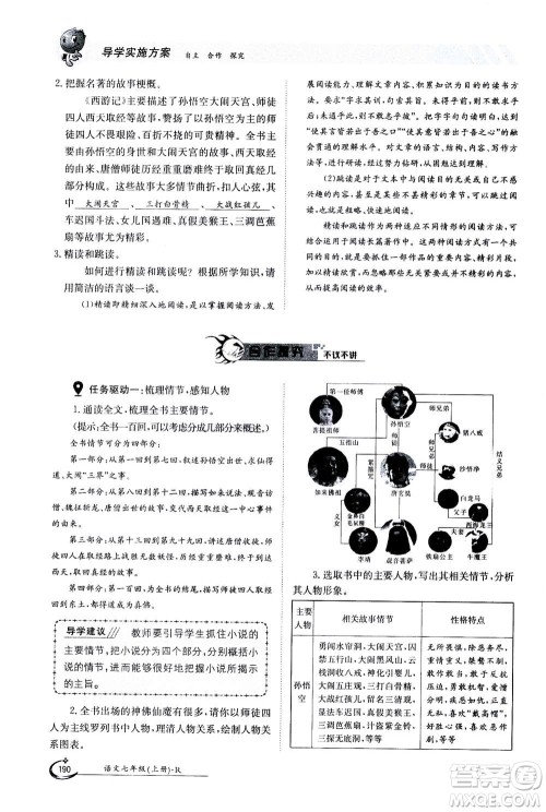 江西高校出版社2020年金太阳导学案语文七年级上册人教版答案