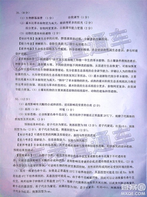 四川省2018级高三大数据精准教学第一次统一监测理科综合试题及答案 四川省2018级高三大数据精准教学第一次统一监测理科综合试题及答案