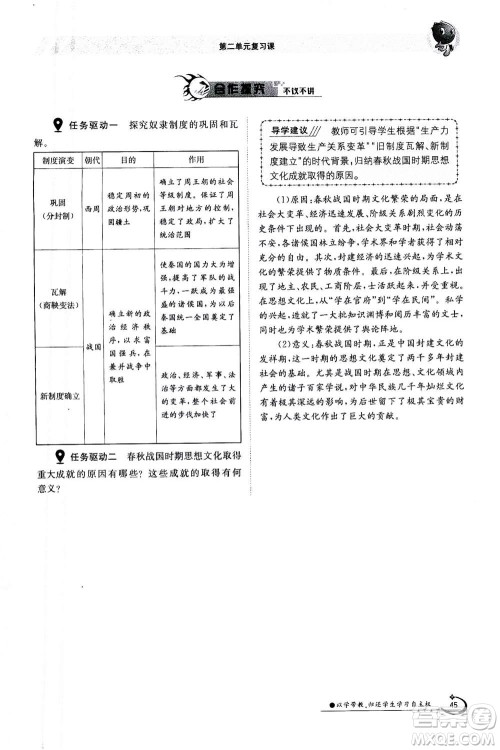 江西高校出版社2020年金太阳导学案历史七年级上册人教版答案