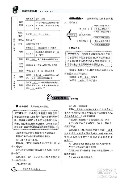 江西高校出版社2020年金太阳导学案历史七年级上册人教版答案