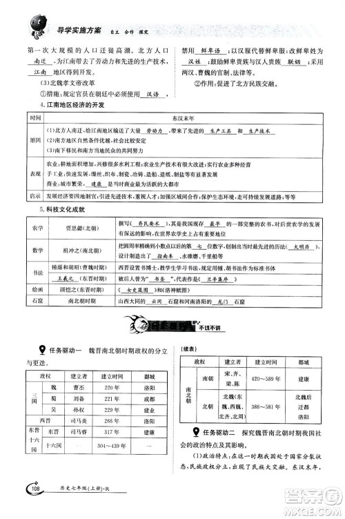 江西高校出版社2020年金太阳导学案历史七年级上册人教版答案 江西高校出版社2020年金太阳导学案历史七年级上册人教版答案