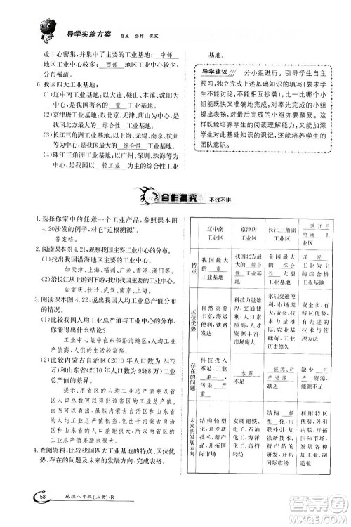 江西高校出版社2020年金太阳导学案地理八年级上册人教版答案