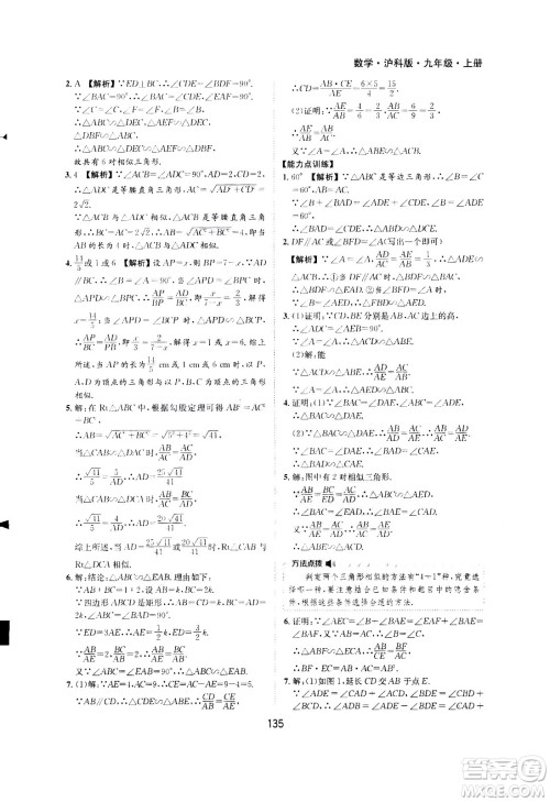 2020年新编基础训练九年级上册数学沪科版答案