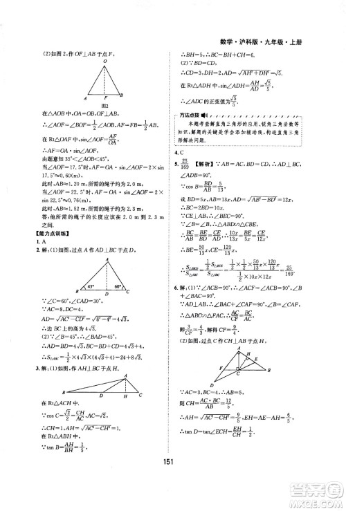 2020年新编基础训练九年级上册数学沪科版答案