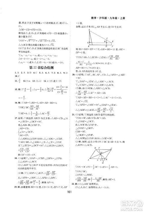 2020年新编基础训练九年级上册数学沪科版答案