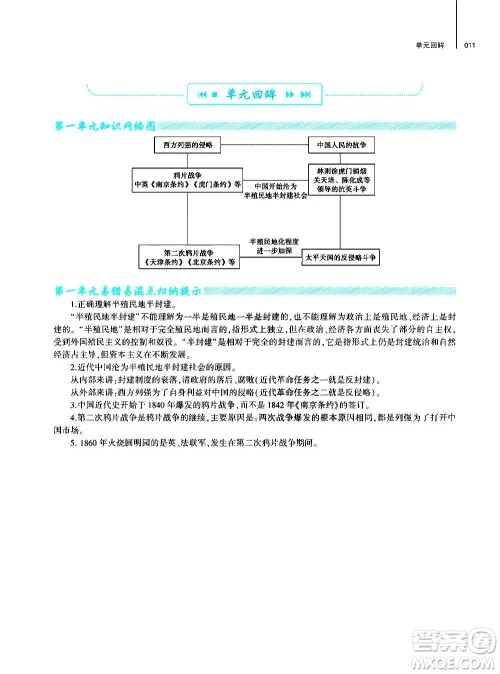 大象出版社2020年基础训练历史八年级上册人教版答案