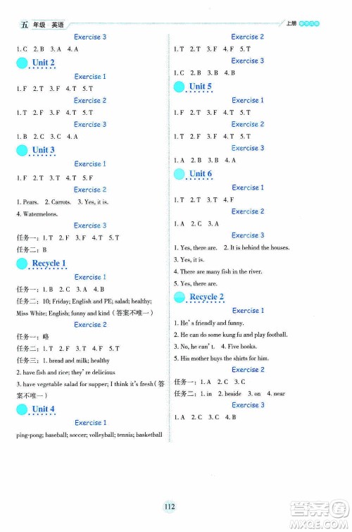 延边人民出版社2020优秀生百分学生作业本题练王情景式阅读型练习册五年级英语上册人教PEP版答案