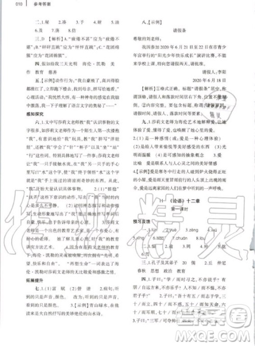 大象出版社2020年基础训练七年级上册语文人教版答案 大象出版社2020年基础训练七年级上册语文人教版答案