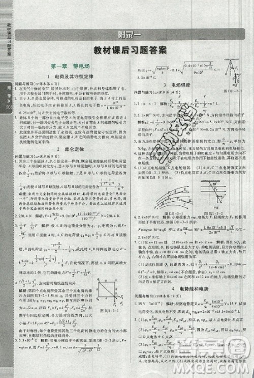 2021年人教版高中物理选修3-1教材课后习题答案 2021年人教版高中物理选修3-1教材课后习题答案