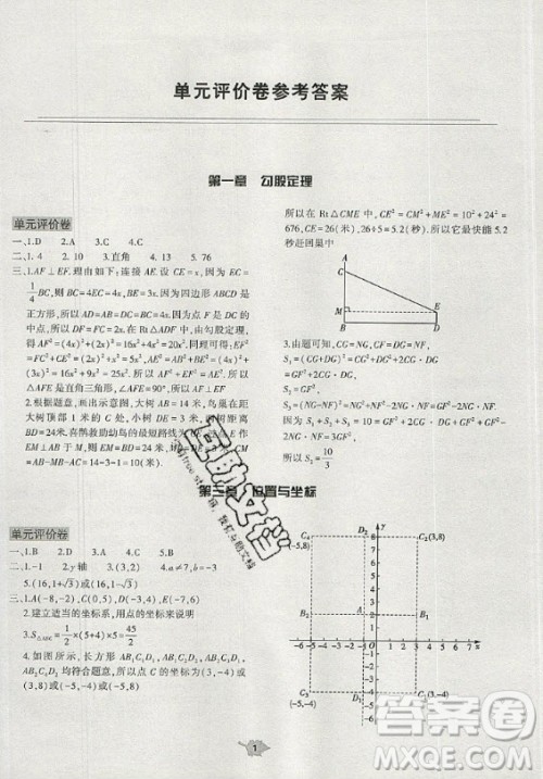 大象出版社2019年基础训练八年级上册数学北师大版答案