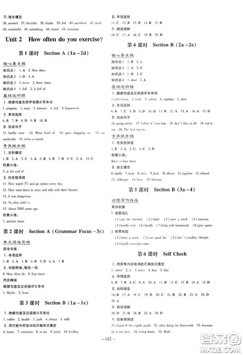 新世纪出版社2020导与练系列图书练案课时作业本八年级英语上册版答案