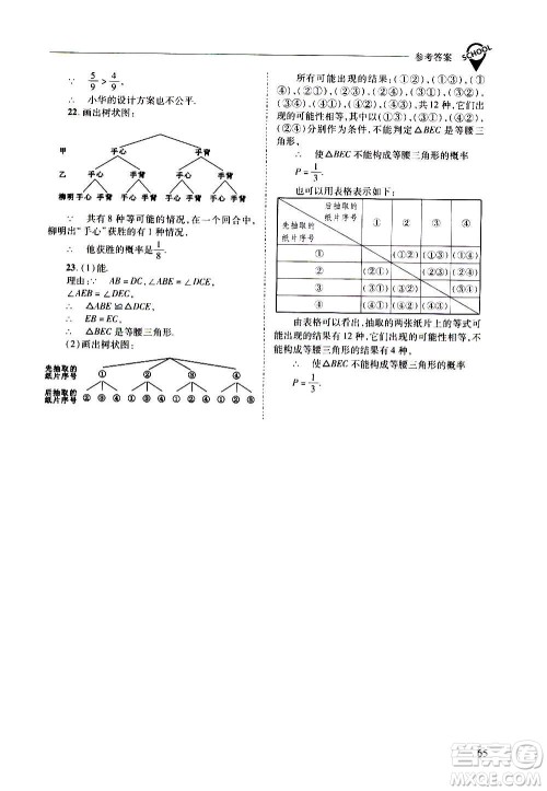 2020年新课程问题解决导学方案数学九年级上册华东师大版答案